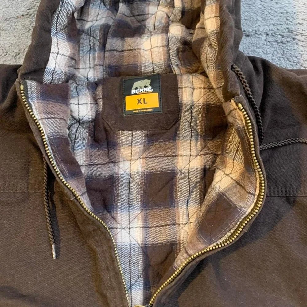Brown Carhartt Like Blanket‎ lined Workwear hooded jacket